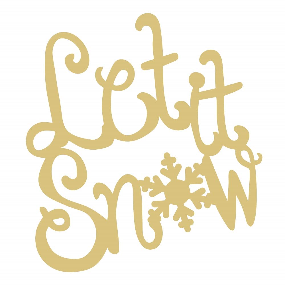 Word Let It Snow Cutout Unfinished Wood Christmas Holiday Seasonal Door Hanger MDF Shape Canvas Style 5 (6") Diverse Woodworking
