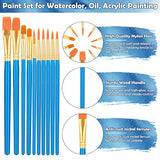 Paint Brushes, 12 Pack 120 Pcs Nylon Hair Brushes Set Acrylic Painting Brushes Multipurpose Paint Brush for Canvas Watercolor Face Painting Fabric PAXCOO