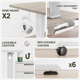 BANTI 63" L-Shaped Electric Standing Desk,Height Adjustable Stand up Desk with 3 Drawer,Corner Stand up Desk, Light Walnut Top BANTI