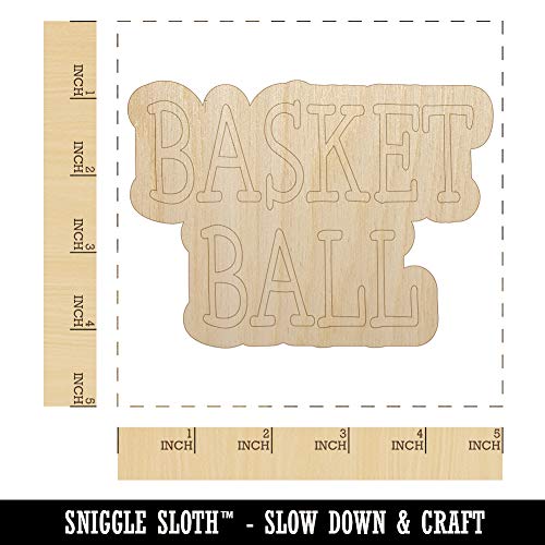 Basketball Fun Text Unfinished Wood Shape Piece Cutout for DIY Craft Projects - 1/8 Inch Thick - 4.70 Inch Size Sniggle Sloth