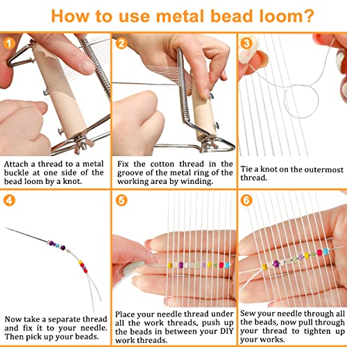 hobbyworker The Second Generation Adjustable Bead Loom Kit with Seed Beads,Large Eye Curved Beading Needle, Funnel Tray,Lobster Clasp,Open Ring and - WoodArtSupply