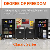 Aobabo Metal Garage Storage Cabinet with Wheels,72In High Lockable Steel Storage Cabinet for Garage Home Office Storage, Black Required-Assembly Aobabo