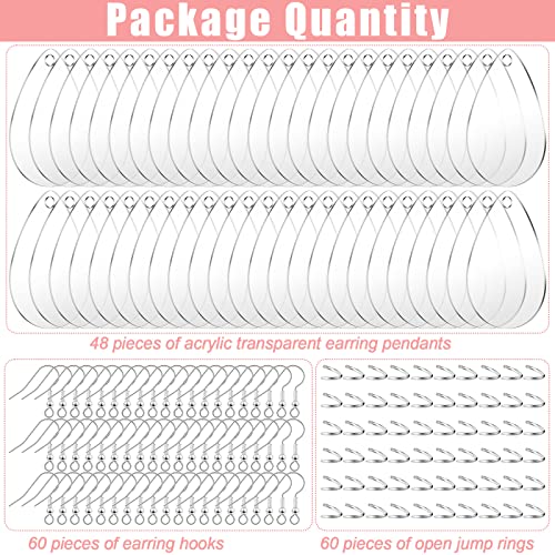 Hicarer 168 Pieces DIY Earrings Making Kit Includes Transparent Teardrop Pendants Clear Acrylic Earring Blanks Hooks and Open Jump Rings for Earrings Hicarer
