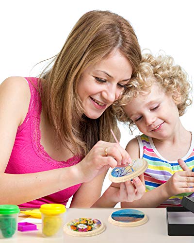 Pllieay 2Pcs 4 Inch Round Wooden Plaque, Unfinished Natural Pine Circle Plaque Wood Base for Craft Projects and DIY Home Decoration Pllieay