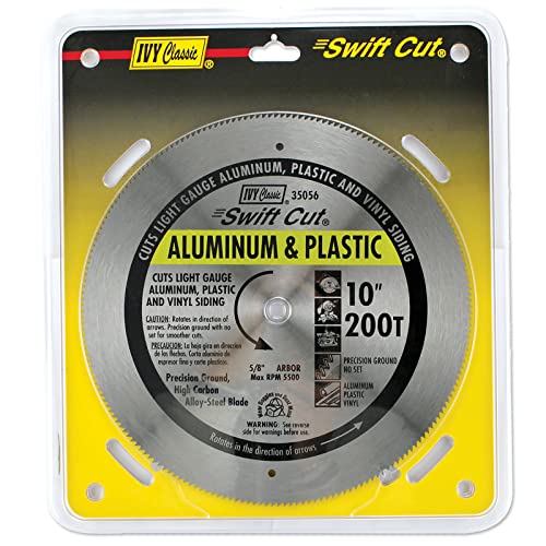 IVY Classic 35056 Swift Cut 10" 200 Tooth Aluminum & Plastic Cutting Circular Saw Blade with 5/8" Arbor, 1/Card IVY Classic