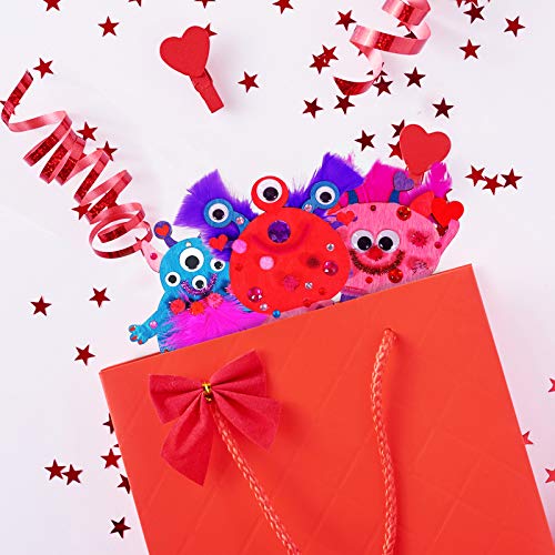 36 Sets Valentine's Day Craft Kits DIY Valentine Monster Wood Ornaments Decorations Art Sets Assorted Paintable Unfinished Wood Monster Cutouts