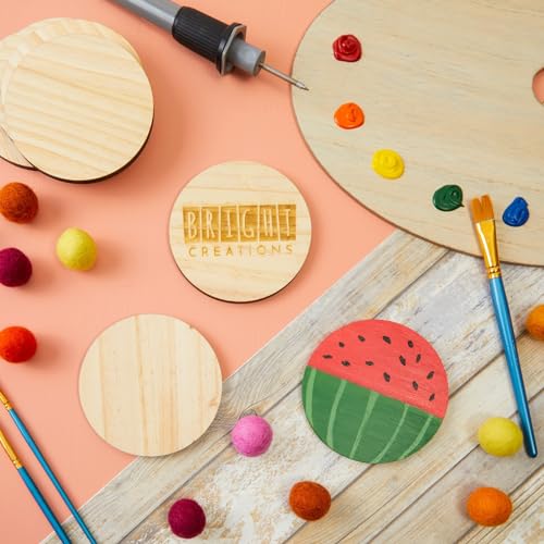 Unfinished Wood Circles for Crafts, Wood Burning, Engraving (4 in, 15 Pack) Bright Creations