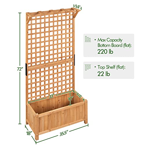 Yaheetech 72″ H Horticulture Garden Planter with Trellis for Vine Climbing Plants Garden Box Outdoor w/Drainage Holes Raised Garden Bed Garden Yaheetech