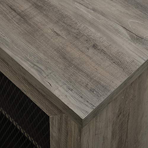 Walker Edison Industrial Farmhouse Sliding Metal Barn Door Wood TV Stand Storage Cabinet for TV's up to 80", 70 Inch, Grey Walker Edison