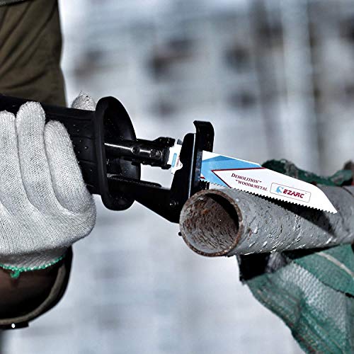 EZARC Reciprocating Saw Blade Bi-Metal Cobalt Sabre Saw Blades for Wood and Metal Demolition 6-Inch 8+10TPI R630DM (5-Pack) EZARC