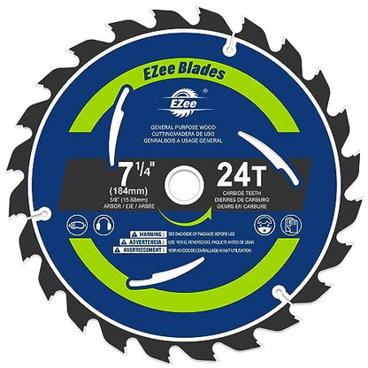 EZee Circular Saw Blades 7-1/4 Inch 24 Tooth Carbide-Tipped TCT ATB Fine Finish 7 1/4 Circular Saw Blade for Wood Cutting with 5/8"Arbor Thin Kerf - WoodArtSupply