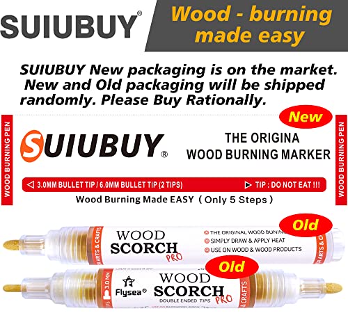 SUIUBUY Scorch Pen Marker - 3 PCS Wood Burning Pen Tool with Replacement  Tip, Chemical Wood Burner Set for Burning Wood, Do-it-Yourself Kit for Arts