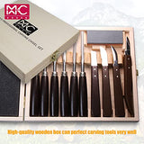Woodworking 11 PC Carving Chisel Set with Wooden Storage Case - Gouges, Chisels and knifes for Hobbyists and Professional Wood Carving Tool MKC