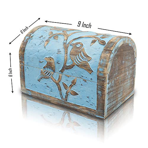 Great Birthday Gift Ideas Handmade Decorative Wooden Jewelry Box Jewelry Organizer Keepsake Box Treasure Chest Trinket Holder Watch Box Storage Lock The Great Indian Bazaar