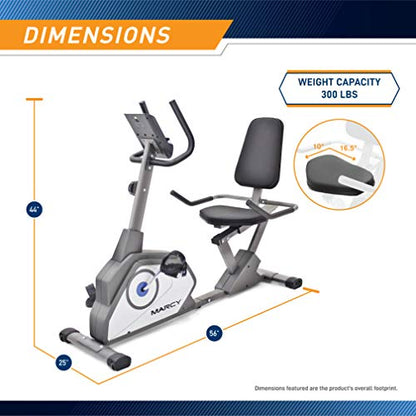 Marcy Magnetic Recumbent Exercise Bike with 8 Resistance Levels NS-40502R,Grey - WoodArtSupply