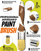 Pinstone 3 Pack Paint Brush Combo (PBC), 1", 1.5" and 2", Premium Synthetic Bristles, Soft Grip Handles, Expert Level Paint Brushes PinStone