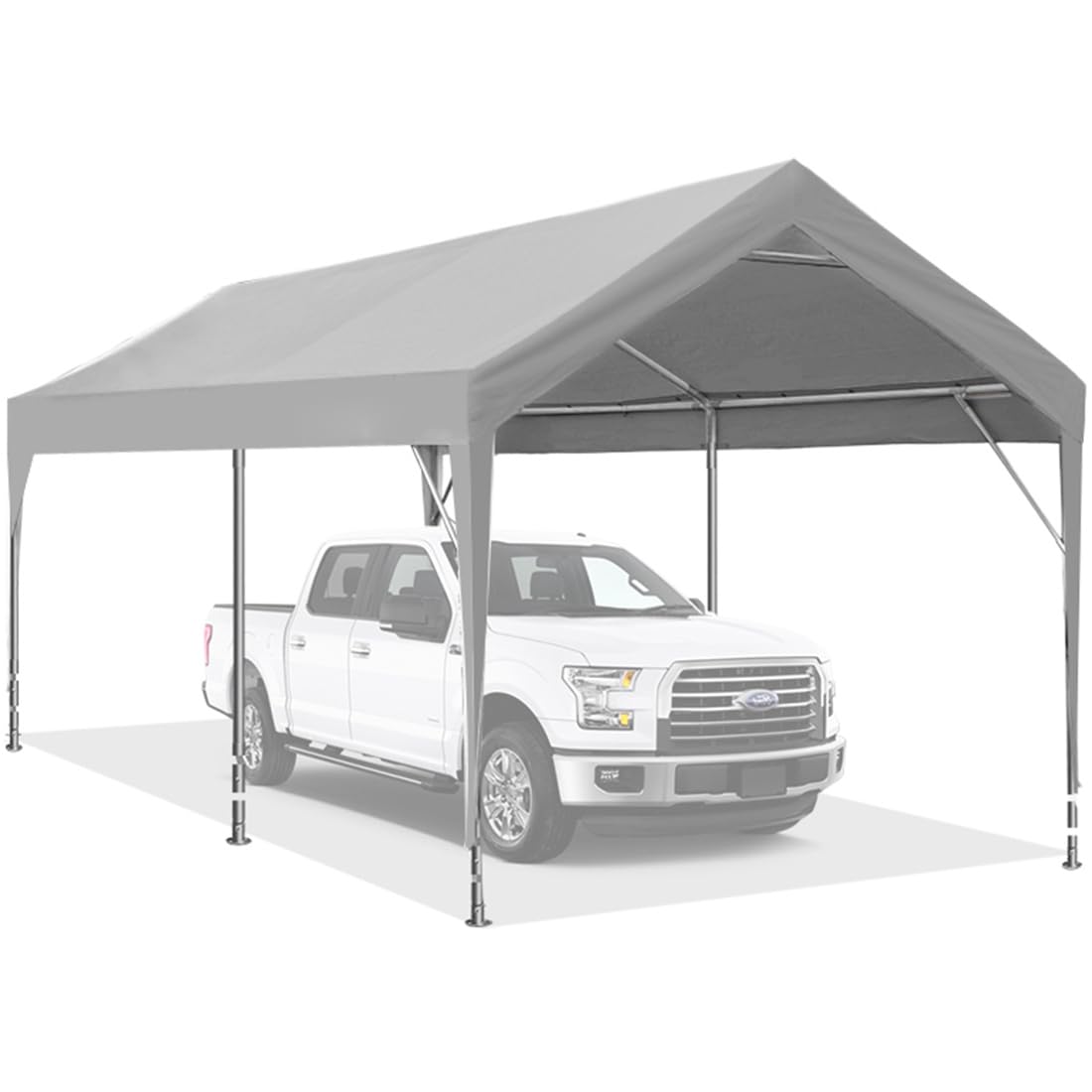 ADVANCE OUTDOOR Adjustable 10x20 ft Heavy Duty Carports Car Canopy Garage Boat Shelter Party Tent, Adjustable Height from 9.5 ft to 11 ft, Gray