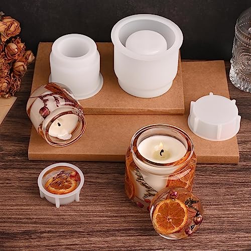 Actvty Jar Silicone Molds, Jar Resin Molds with Lids, 2 Sets of Candle Jar Molds of Different Sizes, Epoxy Resin Casting Molds for DIY Jewelry Actvty