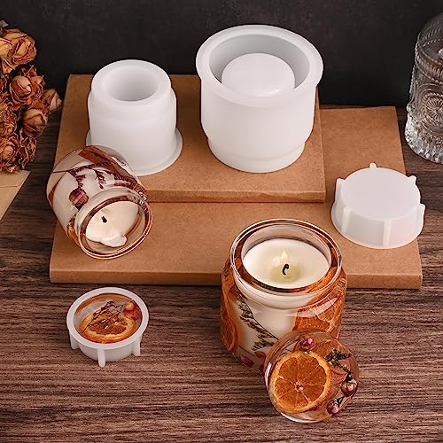 Actvty Jar Silicone Molds, Jar Resin Molds with Lids, 2 Sets of Candle Jar Molds of Different Sizes, Epoxy Resin Casting Molds for DIY Jewelry
