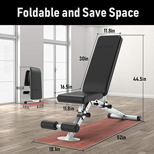 leikefitness Adjustable Weight Bench Foldable Workout Exercise Bench with Automatic Lock for Upright Incline Decline and Flat Full Body Exercise - WoodArtSupply