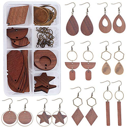  222 Pieces African Wooden Dangle Earring Making Kit