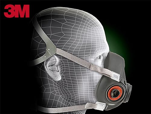 3M Half Facepiece Reusable Respirator 6200, NIOSH, Four-Point Harness, Comfortable Fit, Dual Airline Supplied Air Compatible, Bayonet Connections, 3M