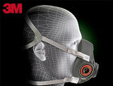 3M Half Facepiece Reusable Respirator 6200, NIOSH, Four-Point Harness, Comfortable Fit, Dual Airline Supplied Air Compatible, Bayonet Connections, 3M