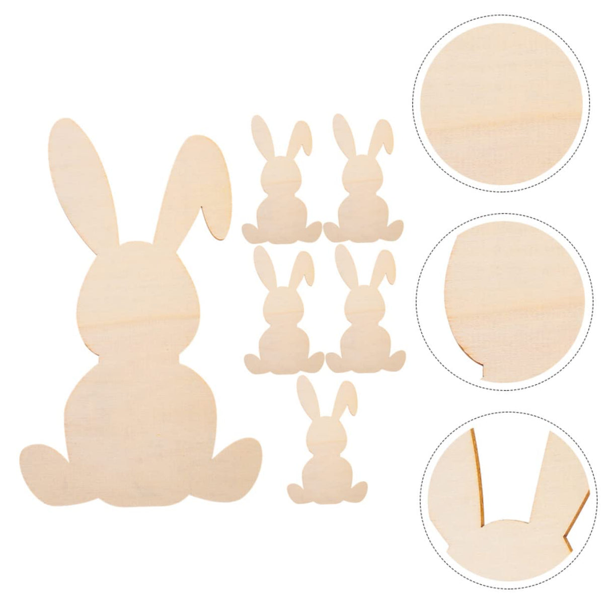 KOMBIUDA 6pcs Rabbit Shaped Wood Chips Graffiti Wooden Slices Wood Cutouts Easter Unfinished Wood Easter Bunny Cutouts unpainted Easter Cutouts Wood KOMBIUDA