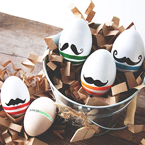 2-1/2 inch Wooden Hen Eggs | Easter Egg Hunt & Decorations | Ready to Craft Unfinished Wood Eggs | Flat Bottom -by CraftpartsDirect.com | Bag of 6 Craftparts Direct