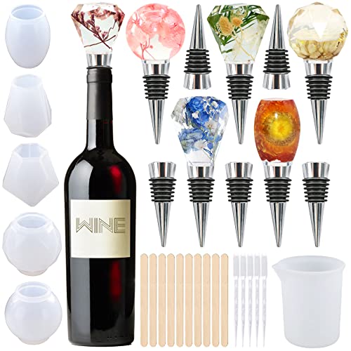 ZYNERY 31PCS Bottle Stopper Resin Molds Kit, Geometric Spherical Silicone Resin Molds with Wine Bottle Stoppers, Epoxy Resin Molds Resin Casting - WoodArtSupply