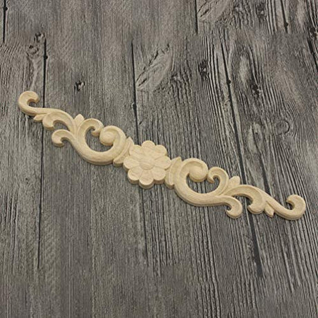 2pcs Wood Carving Sticky Flower Delicate Door Head Carving Flowers Wood Applique Wood Appliques,Decorative Wood Appliques for Furniture Cabinet Door HEALLILY
