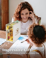 Rolife DIY Book Nook Kit 3D Wooden Puzzle, Bookshelf Indert Decor with LED DIY Bookend Diorama Dollhouse Kit Crafts Hobbies Gifts for Adults/Teens Rolife