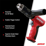 AIRCAT Pneumatic Tools 4450: 1/2-Inch Reversible Composite Drill Air Tool, Side Handle, 400 RPM, 60 HP Motor AIRCAT