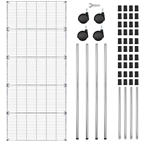 YSSOA 5-Tier Heavy Duty Storage Shelving Unit,Chrome,35L x 18W x 70H inch YSSOA