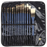 Mont Marte Premium Paint Brush Set 15 Piece, Includes 15 Different Brushes in a Roll Case with Magnetic Closure, Suitable for Watercolour, Acrylic MONT MARTE