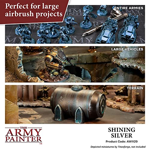 The Army Painter Warpaint Air Metallics Shining Silver - Acrylic Non-Toxic Heavily Pigmented Water Based Paint for Tabletop Roleplaying, Boardgames, The Army Painter