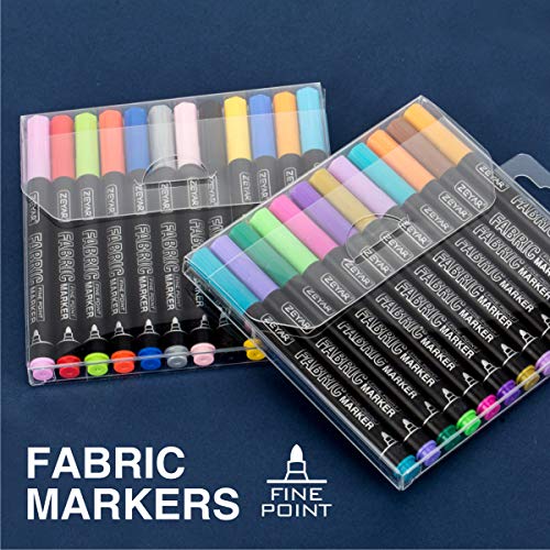 ZEYAR Permanent Markers Fabric Art Pens, Great on Bags, Shoes, T-shirts & Other Fabric Paint Materials - Child Safe & Non-Toxic For Washable Art and ZEYAR