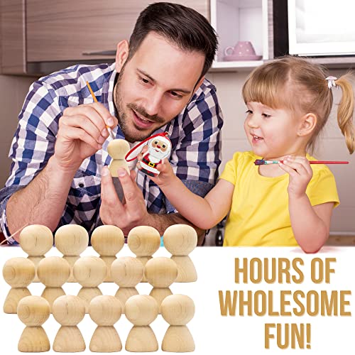 Wooden Peg Dolls Unfinished 2'' Set of 18 pcs - Wooden Peg People Unfinished - Wooden Dolls Peg - Wooden Figurines for Crafts - Unfinished Wooden AEVVV