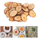 25Pcs Wood Slices Craft Oval Unfinished Wood kit Predrilled with Hole Wooden Circles for Arts Wood Slices Christmas Ornaments DIY Crafts LIZEALUCKY