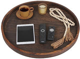 Gurfuy Extra Large Round Ottoman Table Tray 24" - Rustic Wooden Serving Tray for Farmhouse Decorative Oversized Coffee Table Trays Living Room Gurfuy