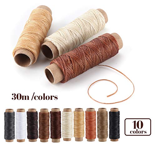 ilauke Leather Sewing Kit 31Pcs Waxed Thread Leather Repair Kit with Sewing Awl Upholstery Leather Working Tools&Supplies Leather Stitching for DIY - WoodArtSupply