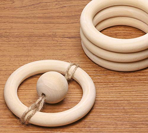 Penta Angel Wooden Rings 5Pcs 85mm Natural Unfinished Solid Wood Rings Smooth Wood Circles for DIY Craft Pendant Connectors Jewelry Making (85mm) PENTA ANGEL
