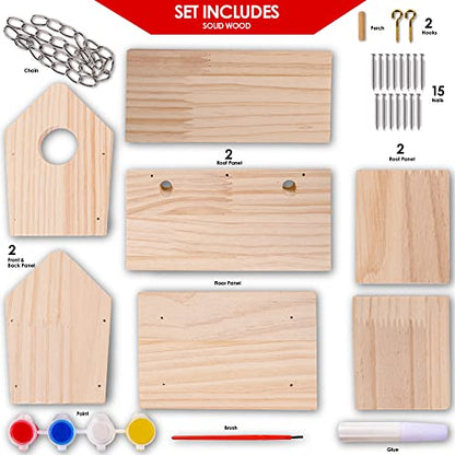 Hapinest Build and Paint a Wooden Birdhouse Kit for Kids - Woodworking Crafts for Children Ages 5 6 7 8 9 10 11 12 Years and Up - WoodArtSupply