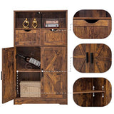 WEENFON Floor Storage Cabinet with 2 Adjustable Drawers & 2 Barn Doors, Standing Cupboard with 2 Shelf, for Living Room, Home Office, Kitchen, Rustic WEENFON