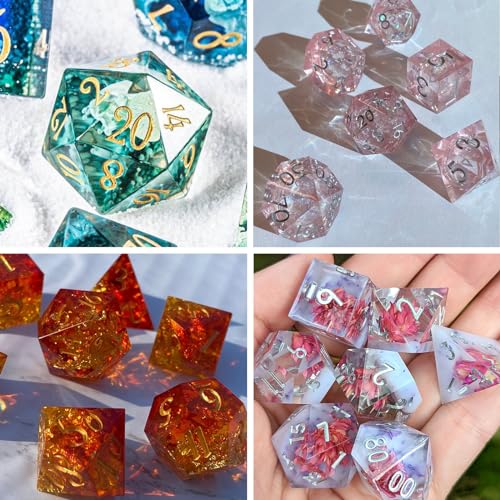 Actvty Resin Dice Mold, DND Dice Molds for Resin, 7 Cavities Sharp Edge Polyhedral Dice Silicone Molds for Epoxy Resin Casting DIY Standard Dice Actvty