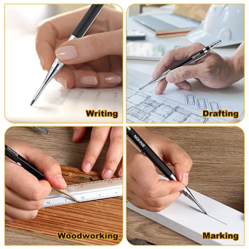 Enhon 2 MM Carpenter Pencils Set with 12 Marker Refills and Sharpener, Mechanical Carpenter Pencil Woodworking Marking Tool Solid Deep Hole Enhon