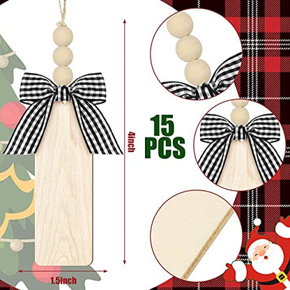 15 Pieces Christmas Stocking Wood Tags Unfinished Wood Pendant Tags Personalized Blank Wooden Stocking Tags Rustic Farmhouse Hanging Tags Xmas - WoodArtSupply