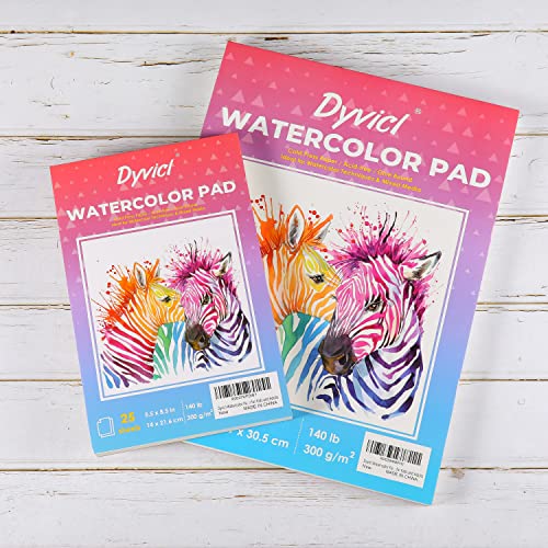 Dyvicl Watercolor Paper Pad 5.5"x8.5", 25 Sheets (140 lb/300gsm), Cold Press, Glue Watercolor Sketchbook for Painting, Drawing, Mixed Media, Acrylic, - WoodArtSupply