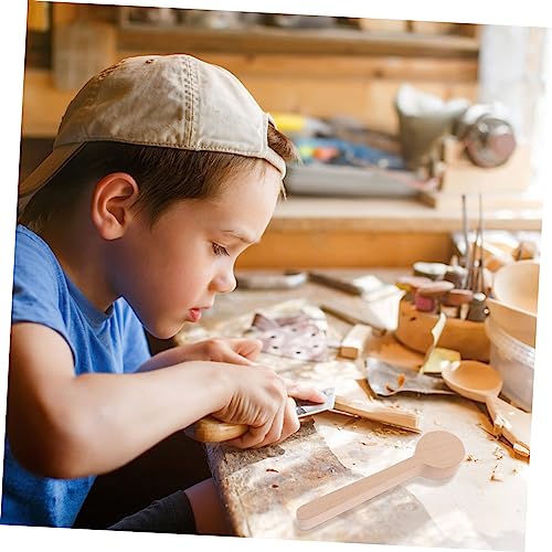 TEHAUX 4pcs Unfinished Wooden Spoon Wooden Craft Whittling Kit Whittling Craft Kit Sugar Spoon Wood Carving Unfinished Wooden Scoops Wood Carving TEHAUX