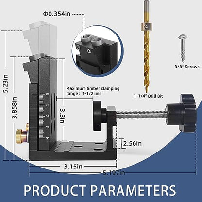 HFM Pocket Hole Jig Tool Kit for Carpentry, Pocket Hole Drill Guide Jig Set for 15° Angled Holes, Portable Wood Pocket Hole Screw Clamp System for - WoodArtSupply